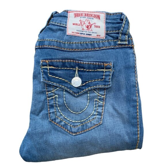 True Religion Jeans Size 26 SUPER SKINNY Blue - Picture 1 of 5